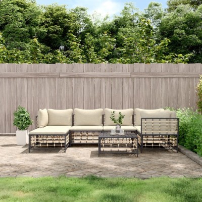 vidaXL Set mobilier de grădină cu perne, 7 piese, antracit, poliratan 3186772 foto