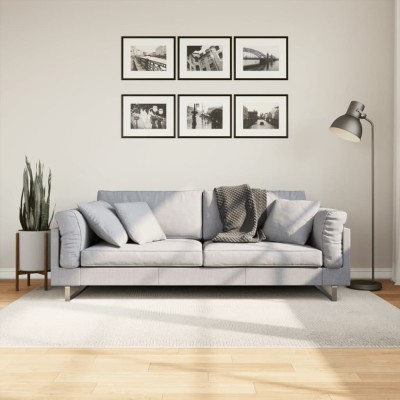 Covor &amp;quot;IZA&amp;quot; aspect scandinav, cu fire scurte, crem, 140x200 cm foto