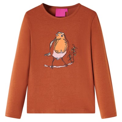 Tricou pentru copii cu m&amp;acirc;neci lungi, coniac, 116 foto