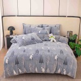 Cumpara ieftin Lenjerie de pat dublu cocolino,4 piese cu elastic,gri cu ursi si brazi-A950, Jojo Home