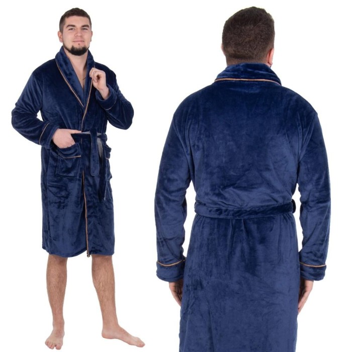 Halat de baie pentru barbati pana la genunchi, marimea XXL, albastru marin Household NewTrend