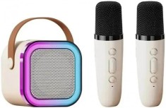 Boxa portabila cu doua microfoane wireless, RGB, karaoke, bluetooth, 5W, Aux,