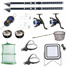 Set 2 lansete ultra carp 2.7m, cantar electronic, 2 mulinete yf200, 2 forfati, 2 gute si accesorii