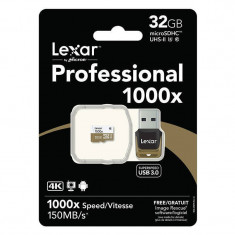 Card Lexar Professional 1000x microSDHC 32GB Clasa10 UHS-II 150MB/s cu adaptor USB 3.0 foto