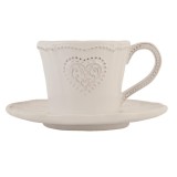 Ceasca cu farfurioara ceramica alba Cuore 15x8 cm 0.22 l