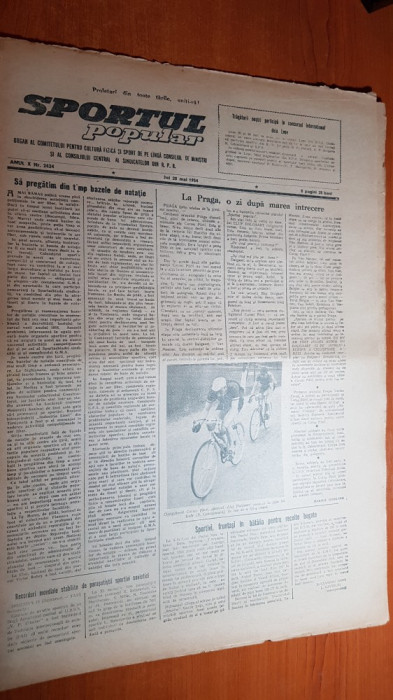 sportul popular 20 mai 1954-cupa ciclism,natatie,gimnastica,etapa divizia A