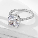 Cumpara ieftin Inel de Logodna din Argint 925 cu Cristal Moissanite Zirconia Cushion Cut de 5 Carate si Pave Clasic