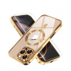 Huse silicon cu incarcare wireless compatibila cu Iphone 16 Pro Auriu