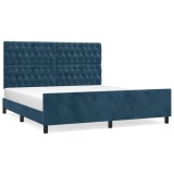 Cumpara ieftin Cadru de pat cu tablie, albastru inchis, 180x200 cm, catifea