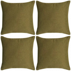 Huse De Pernă Cu Aspect De P&acirc;nză 40 x 40 cm Verde 4 Buc 131564