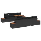 vidaXL Set de masă pentru grădină cu pernă 9 pcs Negru și Maro 3350050