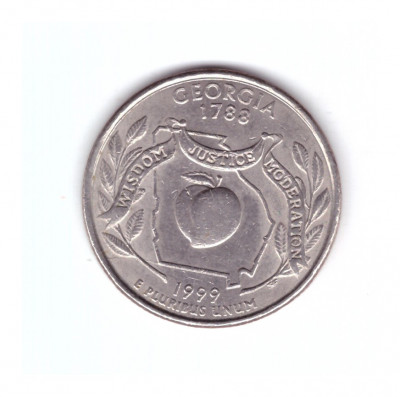 Moneda SUA 25 centi/quarter dollar 1999 P, Georgia 1788, stare foarte buna foto