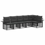 vidaXL Set de canapele de exterior 6 pcs Negru și Gri &icirc;nchis Poliester 3437691