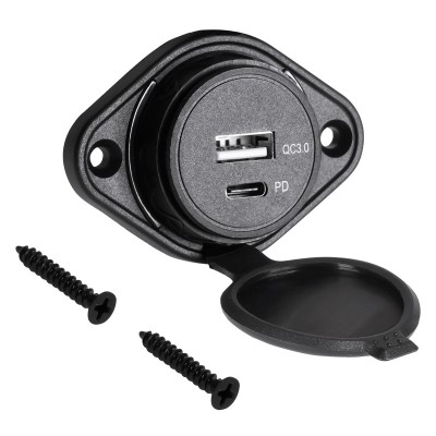 Mufa alimentare auto panou USB QC3.0 18W/ TYPE C QC /PD 18W Peiying PY-CHR0009 foto