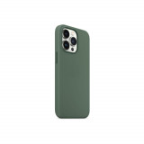 Husa din silicon compatibila cu iPhone 13 cu protectie la camera,silk touch, interior din catifea, Verde inchis, Oem