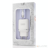 Incarcatoare Retea Tranyoo, V60, Fast Charge Kit, 2 x USB + USB Type-C Cable, White