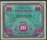 !!! RARR : FRANTA , FORTELE ALIATE - 10 FRANCI 1944 - P 116 - XF+ / CEA DIN SCAN