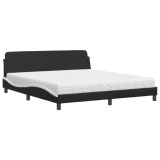 Cumpara ieftin Pat cu saltea, Dover, alb si negru, 180x200 cm, piele ecologica