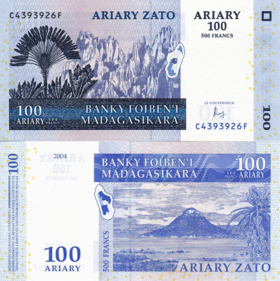 MADAGASCAR 100 ariary (500 francs) 2004 (2016) UNC!!! foto