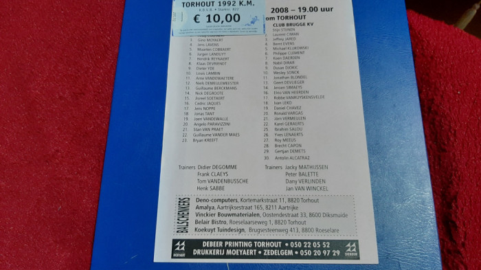 program +bilet Tourhout - Club Brugge