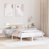 vidaXL Cadru de Pat cu Tăblie Alb 120x200 cm Lemn Masiv de Pin