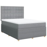 Cumpara ieftin Pat continental cu saltea, gri deschis, 160x200 cm, textil