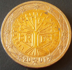 Moneda BIMETAL 2 EURO - FRANTA, anul 2001 *cod 3096 foto
