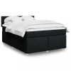 VidaXL Pat box spring cu saltea, negru, 140x190 cm, textil 3288970