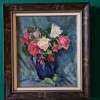 ALEXANDRU CLAVEL - VAS CU TRANDAFIRI-1971 - ulei/carton, Flori, Realism
