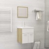 Set mobilier de baie, alb și stejar Sonoma, lemn prelucrat