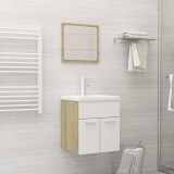 Set mobilier de baie, alb și stejar Sonoma, lemn prelucrat
