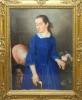 Tanara in Albastru, Biedermeier, 1850, Album Arta, Pastel/Carton, 72x55 cm, Cu Rama Originala