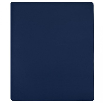 vidaXL Cearșaf de pat cu elastic, 2 buc, bleumarin, 160x200 cm, bumbac foto
