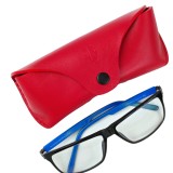 Toc Etui ochelari din piele naturala, Clio, Rosu