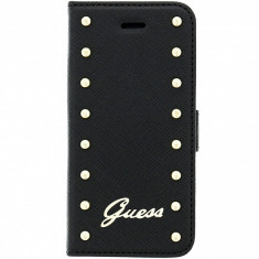 Husa Piele Guess Studded Folio pentru Apple iPhone 6 Plus, Neagra GUFLBKP6LSAB