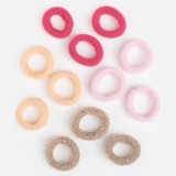 Elastice de par frotte mini pentru copii, set 12 bucati, multicolor cu lurex auriu, CMCLASS