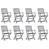 Cumpara ieftin Gossi scaune pliabile de exterior cu perne, 8 buc., lemn masiv acacia