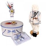 Set national, trusou botez, cutie trusou, lumanare si costum traditional