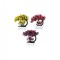 Set 3 Bonsai artificiali decorativi in ghivechi, 1 Mov 1 Roz 1 Galben, 20 cm