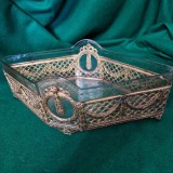 FRUCTIERA-CENTRU DE MASA DIN BRONZ DOR&Egrave; TRAFORAT SI CRISTAL - FRANTA anii 1880