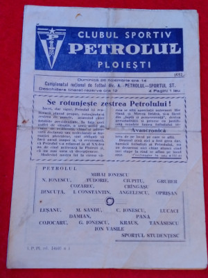 Program meci fotbal PETROLUL PLOIESTI-SPORTUL STUDENTESC Bucuresti(26.11.1972) foto