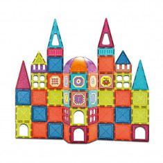 Set constructii magnetic, 77 piese, castel multicolor creativ, varsta 3+, Procart foto