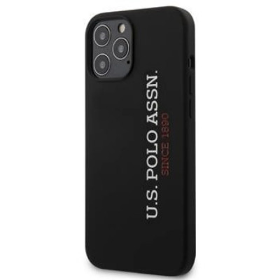 Husa Cover US Polo Silicone Vertical Logo pentru iPhone 12 Mini Black foto