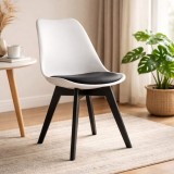 Scaun bucatarie/living, Artool, Mark, PP, alb si negru, perna neagra, 49x43x82 cm