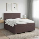 Cumpara ieftin Pat boxspring cu saltea Maro inchis 160 x 200 cm Tesatura