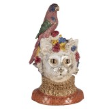 Figurina Pisicuta cu Papagal polirasina multicolora 24x21x40 cm