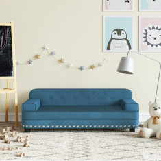 vidaXL Canapea pentru copii, albastru, 90x53x30 cm, catifea foto