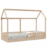 Gossi cadru pat tip casa pentru copii, 80x200 cm, lemn masiv de pin