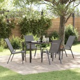 VidaXL Set de masă pentru grădină 5 pcs Gri Textilene și oțel