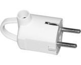 Stecher ceramic cu contact de protectie si inel de tragere, alb